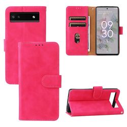 Etui til Google Pixel 6a Cover Premium læder med kortholder Flip Folio magnetisk etui Etui Coque - Sort Pink