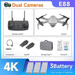 Sajygv Ny 1080 E88 Wifi FPV Drone Med 4K 2023P kamera Sammenleggbar Rc Quadcopter Leker Gaver til barn Turist Mini Importør 4K WH 3B 2C