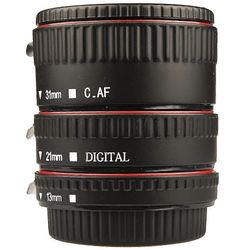 Automaattitarkennuksen makrojatkoputkisarja Canon EF- ja EF-S-objektiiveille - 3-osainen sarja Musta