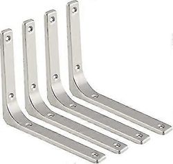2 kpl raskaita ruostumattomasta teräksestä valmistettuja L-kiinnikkeitä, seinään kiinnitettävä hyllytuki hyllyille Hopea 8INCH