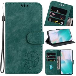 Foxdock Kompatibel med Iphone 14 präglad söt tiger flip folio plånbok fodral kort fickhållare lock Grön