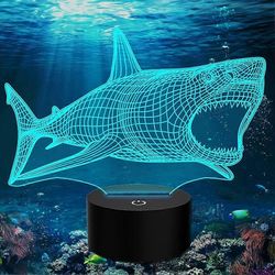 Eläinhailahjat hain ystäville 3D illuusio yövalo kosketuslamppu, luova RGB led, joulun syntymäpäiväkoristeet lahjat