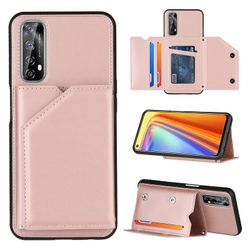 Gangxun Sag For Realme 7 Vintage Cuir Cover Læder sag Kofanger - Rose