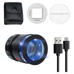 Luuppisuurennuslasi 10x, ladattavat jalokivikauppiaat suurennuslasi LED-valolla ja asteikolla, säädettävä Len Kuten