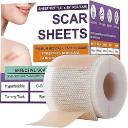 Psecici silikoniarpiteippi kirurgisiin arpiin, erittäin pitkä arpiteippi sektioon, vatsaleikkaukseen, keloidi- ja leikkausarpiin - uudelleenkäytett...