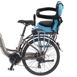 Lasten polkupyörän takaistuimen kiinnitys aikuisten pyörään istuintyynyllä, lapsille sopiva lasten takapyörän istuin Sininen