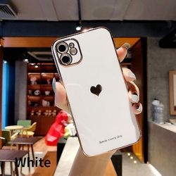 Hjerteetui til Iphone 11, elsker telefonetui til Iphone 12 11 Pro Max Xr Xs Galvaniseret stødsikker beskyttende bagcover Capa (kamerabeskyttelse) H...