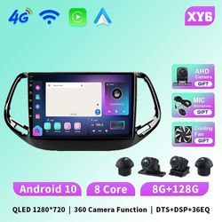 Bicaco Qled Audio För Jeep Kompass 2017 - 2019 Huvudenhet Android Videospelare Bilradio Autoradio Multimedia Gps Navigering XY6 8G 128G 360Cam