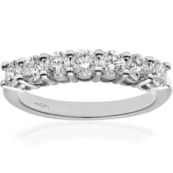 Jewelco London 18ct hvidguld rund 1ct diamant 7 stenklo sæt halv evighed ring 2,5 mm I-J L