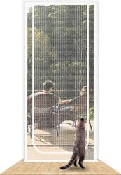 Raskas lemmikkieläinten kestävä vetoketjullinen näyttöovi kissoille ja koirille, sopii 90x210cm ovenkarmiin valkoinen Fits Door Size-80cmx200cm