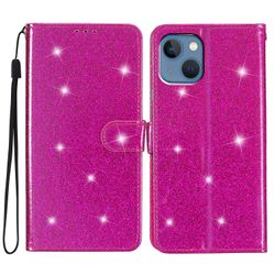 Foxdock Kompatibel med Iphone 13 Mini Sparkling Glitter lommebokdeksel med kort Pocket Flip Cover Rose