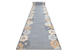 RugsX Runner anti-slip MARGARETKA blomst, gummi grå 80 cm 80x810 cm