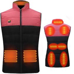Lauwodun Intelligent varme vest Mænd og kvinder Universal USB Elvarme Varm bomuld tøj Pink 4XL