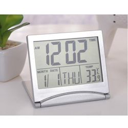 Barsinfi Bærbar Mini LCD Digital Ur Rejse vækkeur med 12/24 timer baggrundsbelysning Kalender temperatur Lille foldbar batteridrevet Desktop Clo