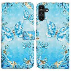 Yhteensopiva Samsung Galaxy A26 5G -kotelon kanssa 3D Creative Pattern PU nahkateline puhelimen kansi Sininen