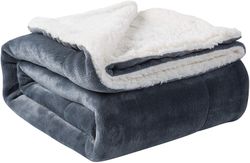 Linkrunning Sherpa tæppe varme tæpper til vinteren Super blød fuzzy flannel fleece / uld som vendbar fløjl plys sofa tæppe letvægts (grå kaste stør...