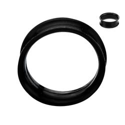 BodyJewelryOnine Super tynd silikone dobbelt blussede tunneler - sælges parvis - 6 farver til rådighed Sort 1/2" (13mm)