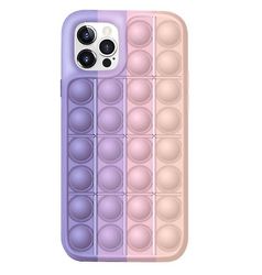 Coosilo Regnbuefarve silikone æbleskal, med klem legetøj til Iphone 12/12 Pro lilla pink