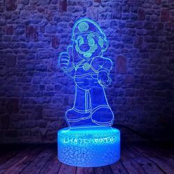 Super Mario Bros LED anime lamppupöytä 3D illuusio nukkuva yövalo 16 väriä RGB kaukosäädin lasten makuuhuoneen sisustus poikien juhliin