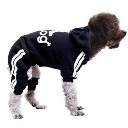 Witdreamer 4 ben Kæledyr Hundetøj Kat Hvalpefrakke Sport Hættetrøjer Varm sweater Jakke Tøj Sort XS