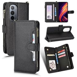 Yhteensopiva Motorola Edge 30 Pro Cover -vetoketjun magneettisen lompakkokortin pidikkeen Pu nahkaisen kääntökotelon kanssa Musta A