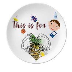 Headset Ananas solbriller Frugt Søn Dessert Plate Dekorative Porcelæn 8 tommer Dinner Home