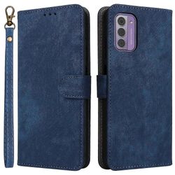 Nokia G42 iskunkestävä lompakkokotelo RFID-estolla, PU-nahkainen jalustan kansi ja hihna Sininen