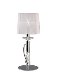 Inspired Lighting Inspireret mantra - Tiffany - Bordlampe 1+1 lys E14+G9, poleret krom med hvid skygge og klar krystal