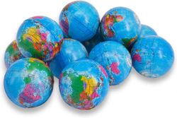 Phwj 6Pack puristettavat maailman stressipallot (2,5 tuumaa) lapsille Mini World Globe Earth Ball - painetta lievittävät terveyspallot maapallokuvi...