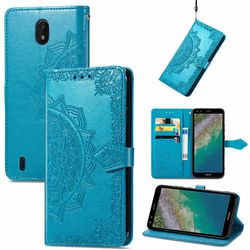 Etui til Nokia C01 Plus Cover Læder tegnebog Cover Prægning Mandala Magnetisk Flip Protection Stødsikker - Blå