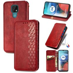 Kompatibel med Motorola Moto E7 Flip Case Etui Vintage Wallet Flip Cover med magnetisk lukning Coque - Blå rød