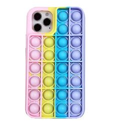 Coosilo Regnbuefarve silikone æbleskal, med klem legetøj til Iphone 12/12 Pro pink lilla