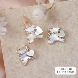 Bear Zircon Ornament Natural Shell Chain Heart Bevægelige Bear Nail Dekoration Materiale 18413