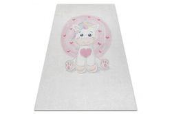 RugsX BAMBINO 1128 vasketæppe Enhjørning til børn skridsikker - fløde 120x170 cm