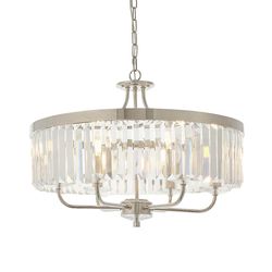 Merano Lighting Merano Ascoli 6 Lys loft vedhæng Bright Nikkel Plade &Clear Cut Glass