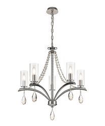Inspired Lighting Rhea Loft Vedhæng 5 lys E14 poleret krom, krystal med klart glas