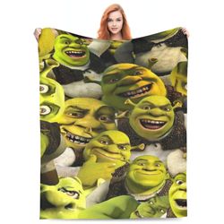 Shrek huopa erittäin pehmeä flanelliheittohuopa kevyt lämmin kodikas sängyn peitot lahjat lapsille aikuiset-w564 80x60in 200x150cm