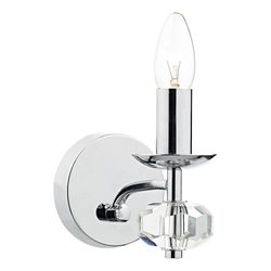 Dar Lighting Oleana Candle Single Wall Light Poleret Kromkrystal
