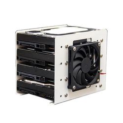 4x3.5 HDD-kiinnike PC-koteloon Mekaaninen kiintolevypidike tuulettimen jäähdytyksellä pinottava laajennus sopii Valkoinen