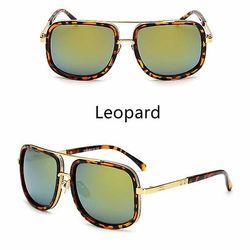 Mænds nye store ramme solbriller [leopard Guld Mercury]