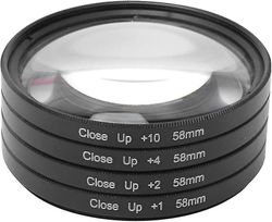 nærbilde filter, 58mm makro linse filtersett makrofilter tilbehør med 1 2 4 10 diopters for utvalgte mange digitale kameraer og videokameraer (1set...