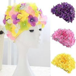 Naisten uimalakki terälehti retro 3d kukka uimahattu lady kukat uimalakki vaaleanpunainen