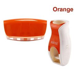 Auto tandpasta Dispenser +5 tandbørste Holder Sæt Væg mount Orange
