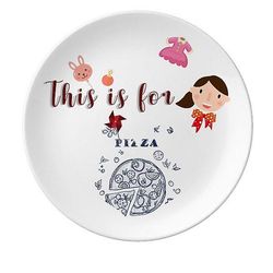 Line Tegning Pizza Italien Foods Datter Dessert Plate Dekorative Porcelæn 8 tommer Dinner Home