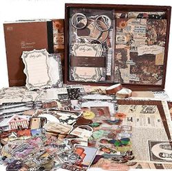 Erä de 136 Scrapbooking Kit Bullet Journal, Scrapbooking Vintage Scrapbooking Materiel Kit Complet, Autocollants de Scrapbooking Esthtique pour Agenda