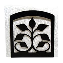 Village Wrought Iron Bladventilator servietholder 5 3/4 In. W x 6 In. H Sort