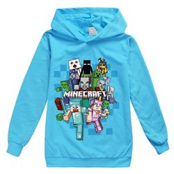 Waytogo Børn Cartoon Games Hættetrøje Casual Langærmet Hættetrøje Minecraft Grafiske sweatshirts Til 5-12y Drenge Piger Lyseblå 9-10Years