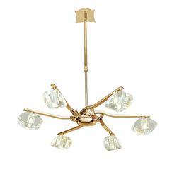 Inspired Lighting Inspireret Mantra - Alfa - Teleskopisk Semi Flush Cabriolet 6 Light G9, fransk guld