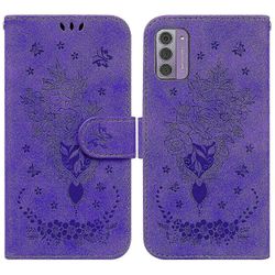 Yhteensopiva Nokia G42 5g lompakkokotelon kanssa Flip Pu nahka kohokuviointi ruusu kukat magneettinen jalusta korttipaikat kansi f74 Violetti