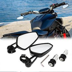 2stk motorcykelspejle passer til 78" 22mm bar ende bakspejl Universal motorcykel styr bakspejle NO9